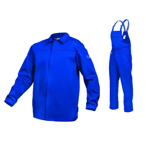 Ubranie robocze bluza+spodnie do pasa/ogrodniczki SPAWACZ SARA niebieskie